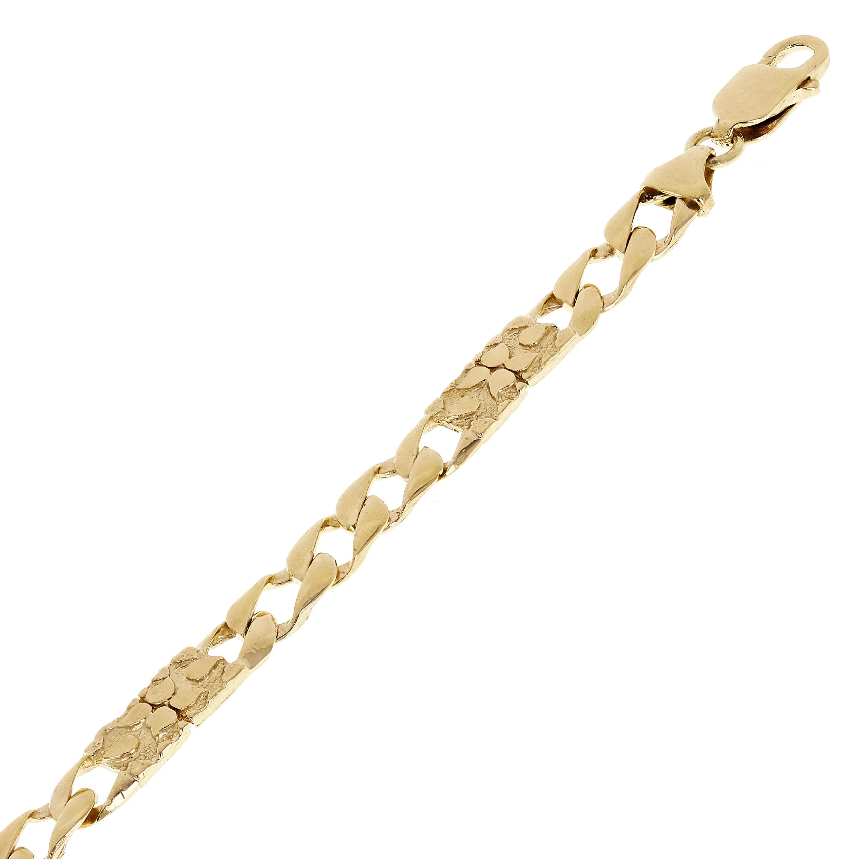 10k Yellow Gold Solid Cuban & Nugget Link Chain Bracelet 8" 6.5mm 12.2 grams