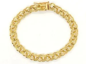 10k Yellow Gold Solid Double Link Charm Bracelet 7" 7.5mm 15.8 grams