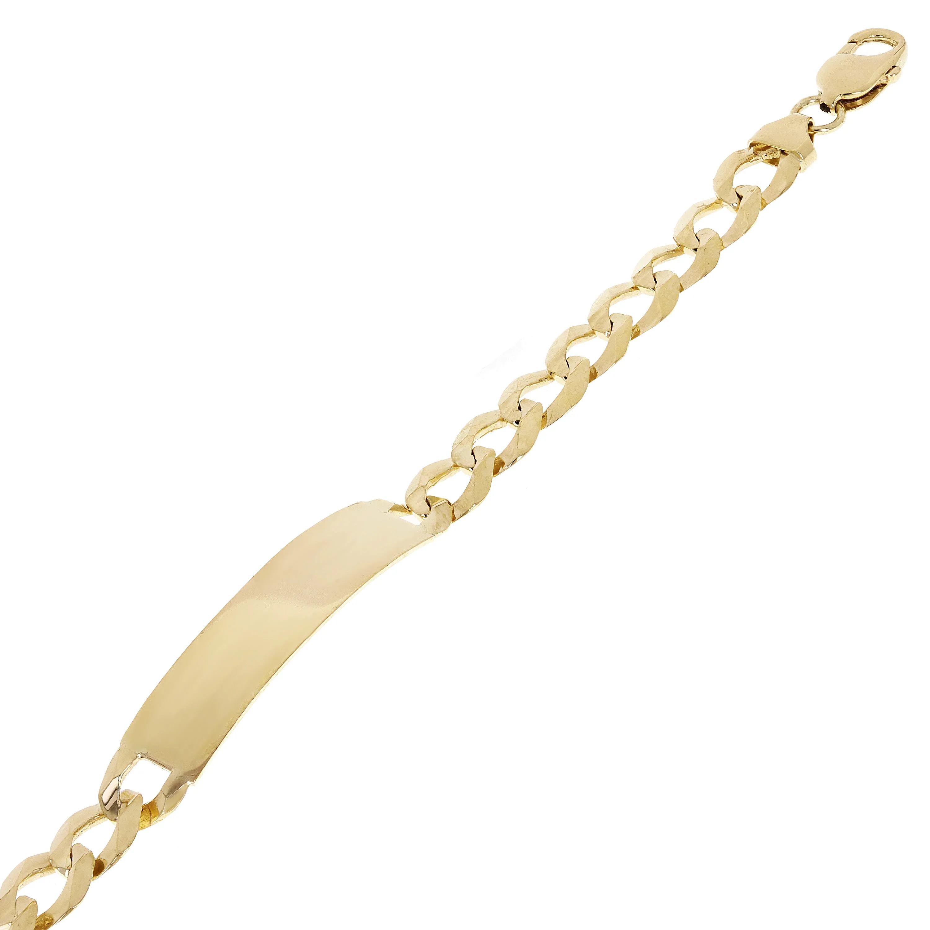 10k Yellow Gold Solid Engravable Cuban Curb Link Chain ID Bracelet 7" - 9" 10mm