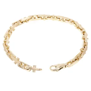 10k Yellow Gold Solid Handmade Fashion Link Bracelet 7"- 9" 6.3mm