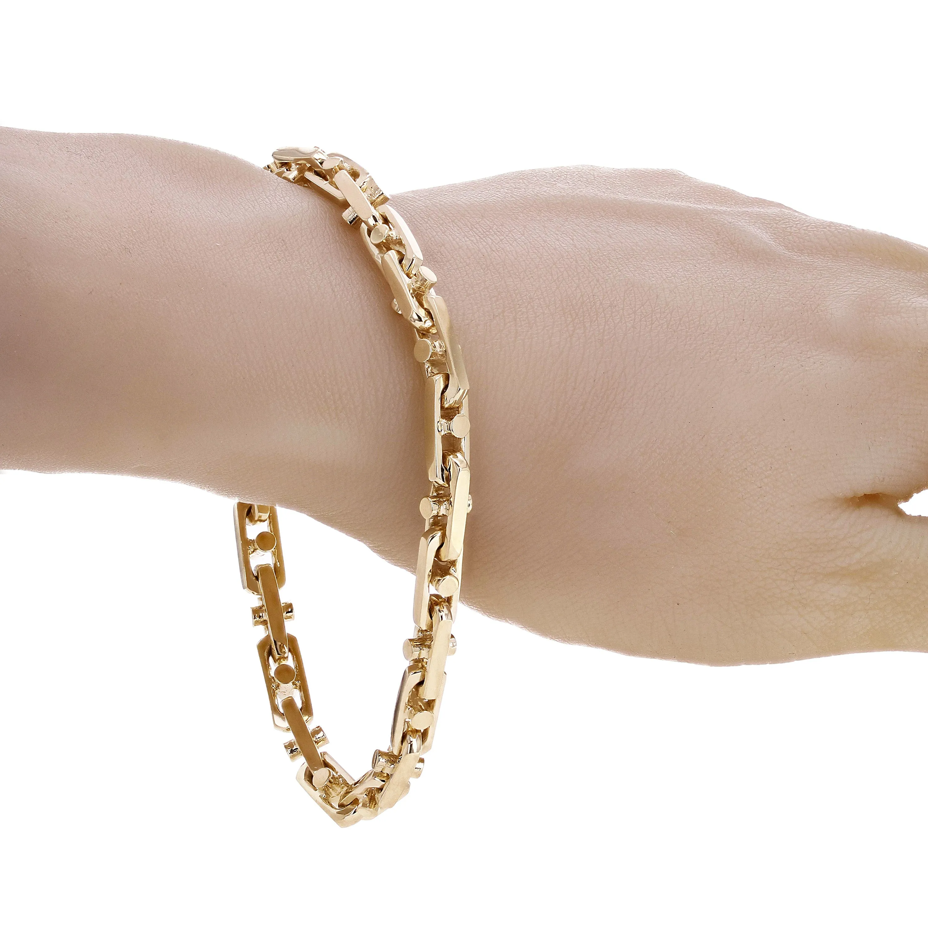 10k Yellow Gold Solid Handmade Fashion Link Bracelet 7"- 9" 6.3mm