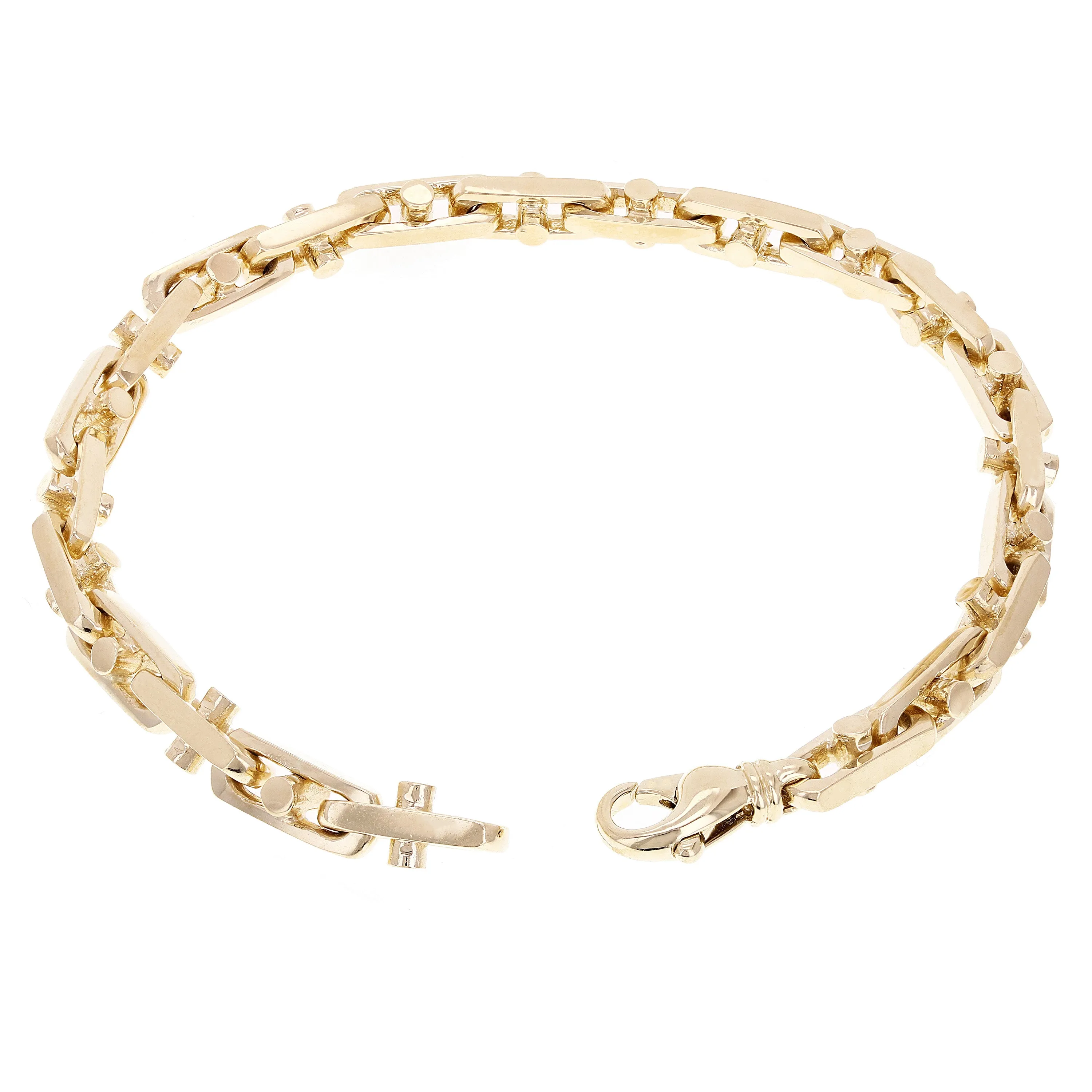 10k Yellow Gold Solid Handmade Fashion Link Bracelet 7"- 9" 6.3mm