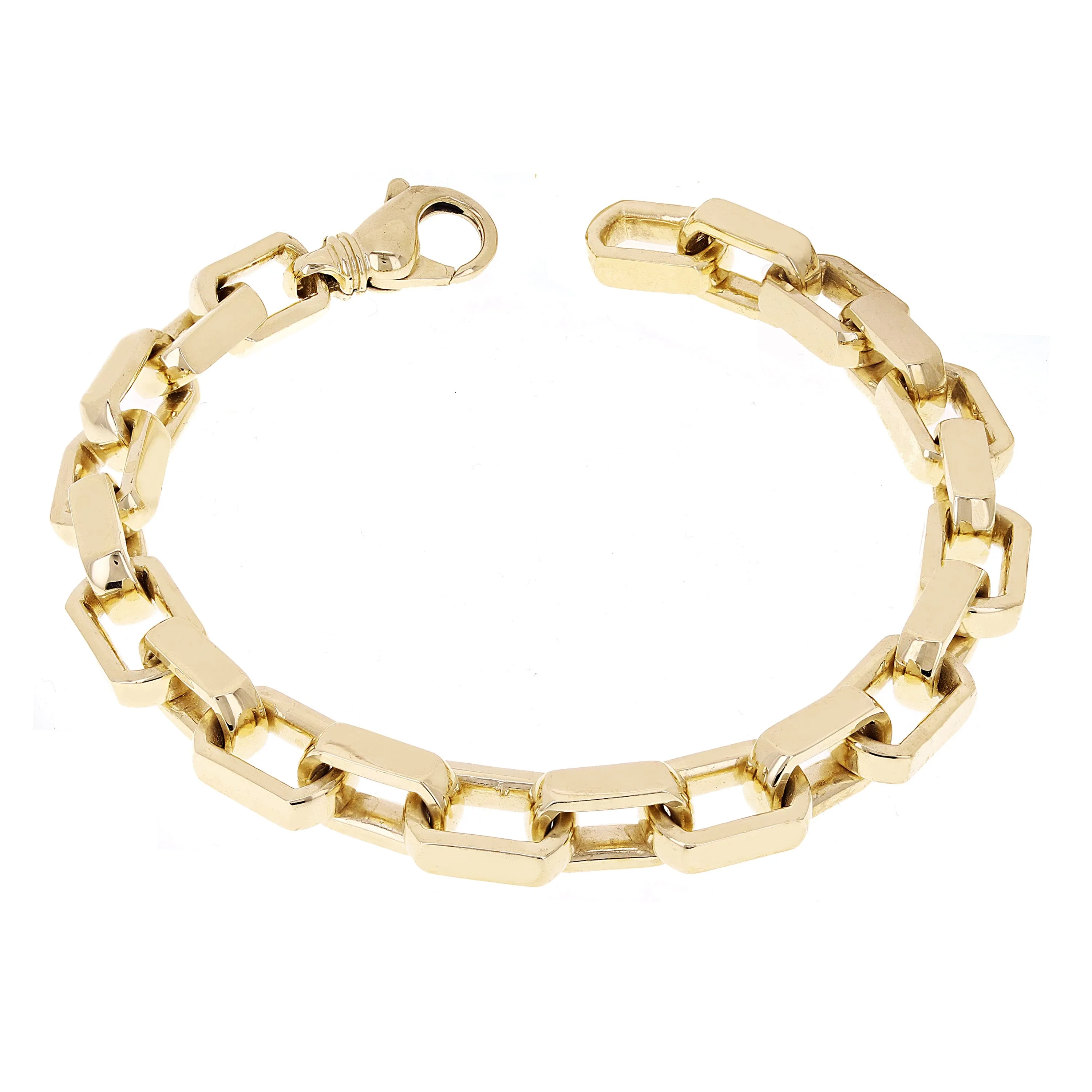 10k Yellow Gold Solid Handmade Fashion Link Chain Bracelet 7" - 9" 9mm