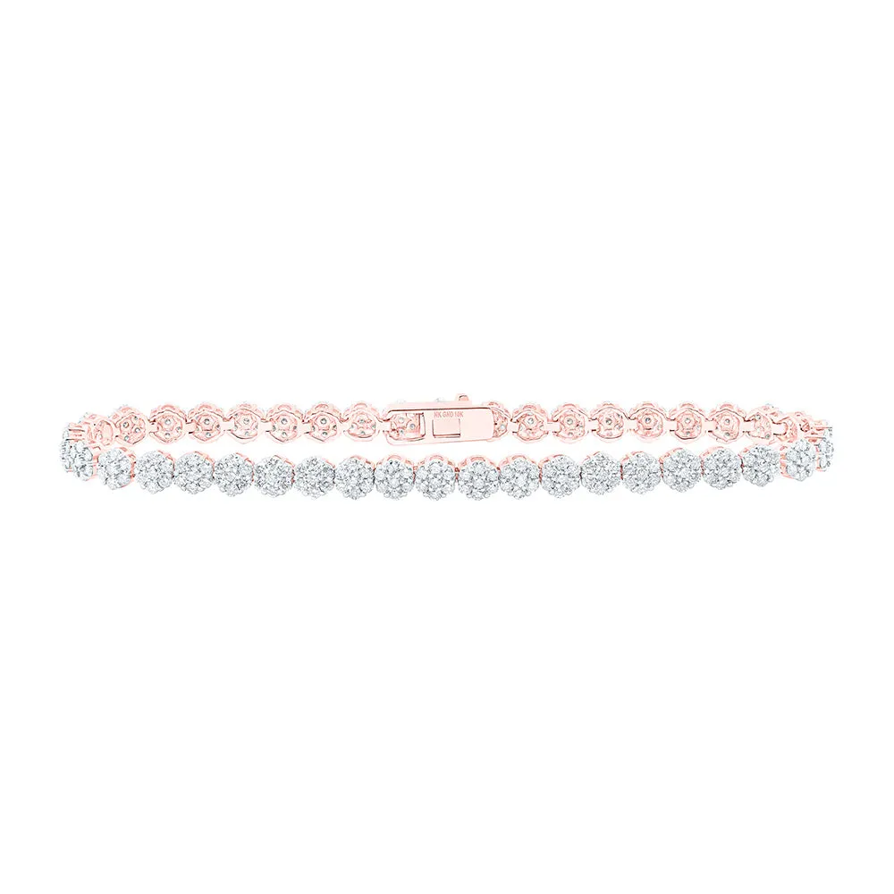 10kt Rose Gold Womens Round Diamond Fashion Bracelet 3-1/5 Cttw