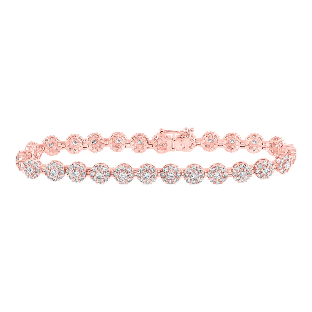 10kt Rose Gold Womens Round Diamond Fashion Bracelet 4-3/4 Cttw