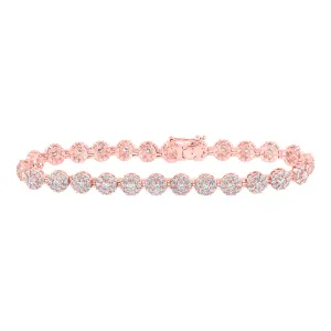 10kt Rose Gold Womens Round Diamond Fashion Bracelet 4-3/4 Cttw