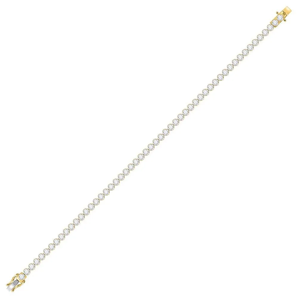 10kt Yellow Gold Mens Round Diamond Studded Tennis Bracelet 8 Cttw