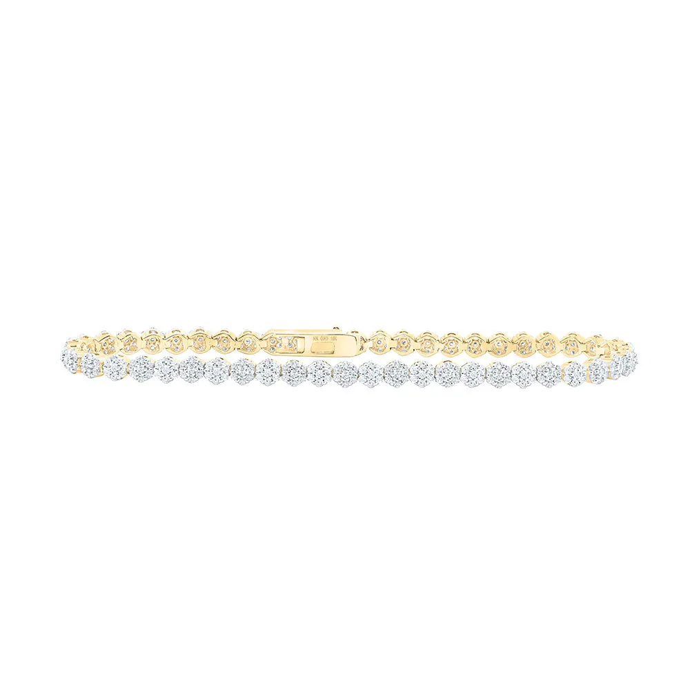 10kt Yellow Gold Womens Round Diamond Fashion Bracelet 2-1/5 Cttw
