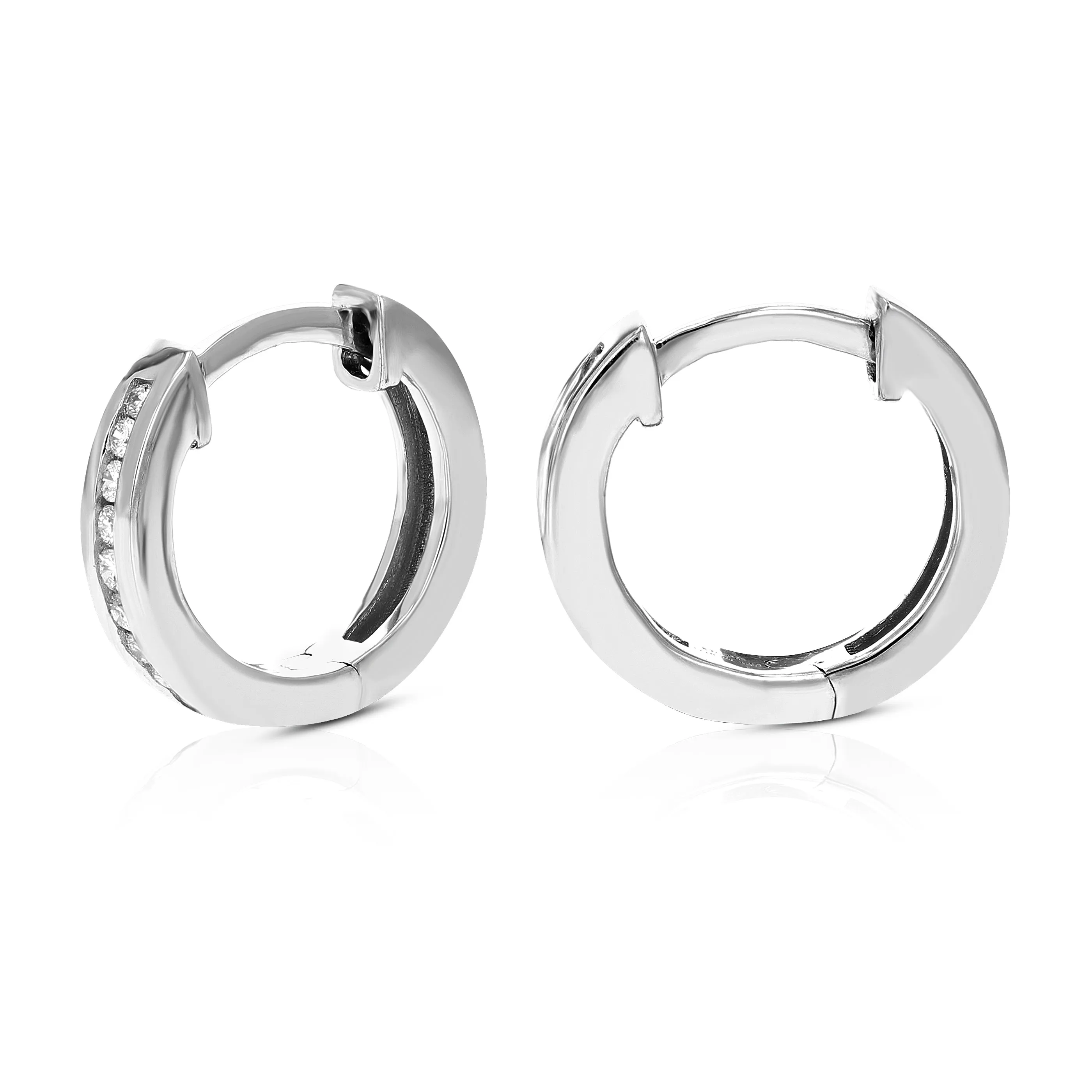 1/10 cttw Lab Grown Channel Diamond Hoop Earrings in Sterling Silver