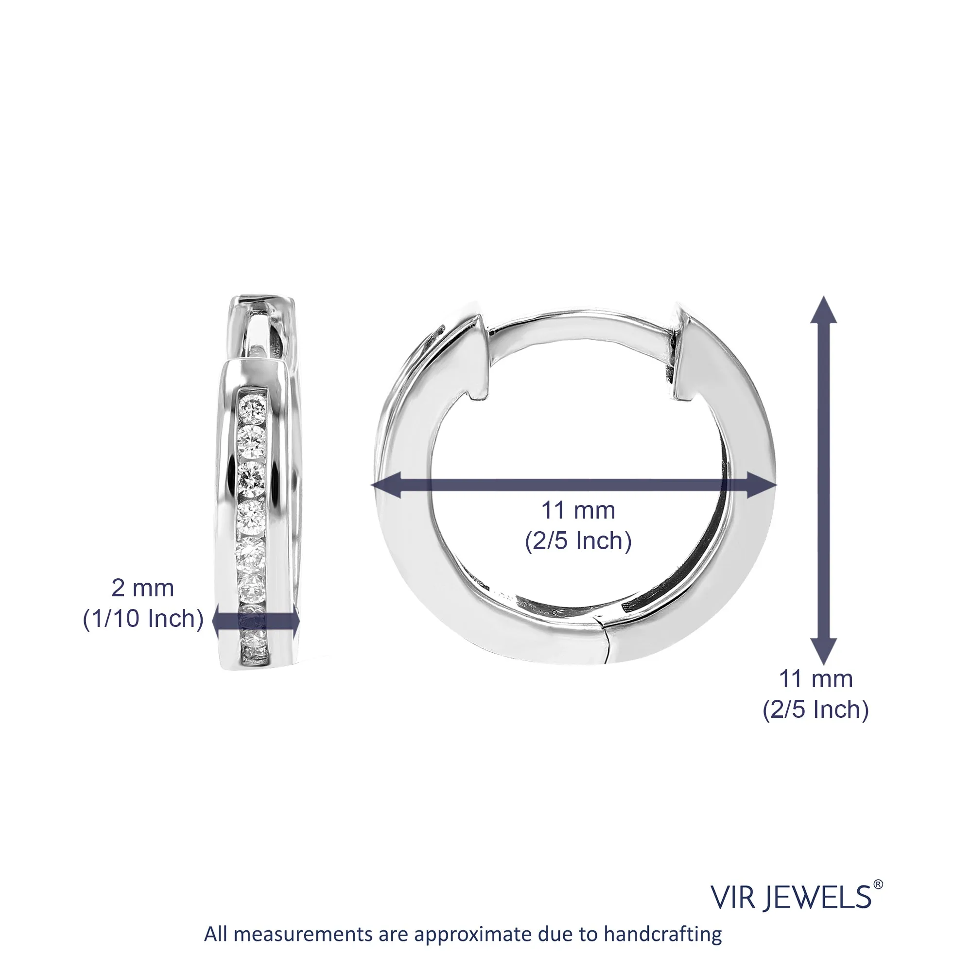 1/10 cttw Lab Grown Channel Diamond Hoop Earrings in Sterling Silver