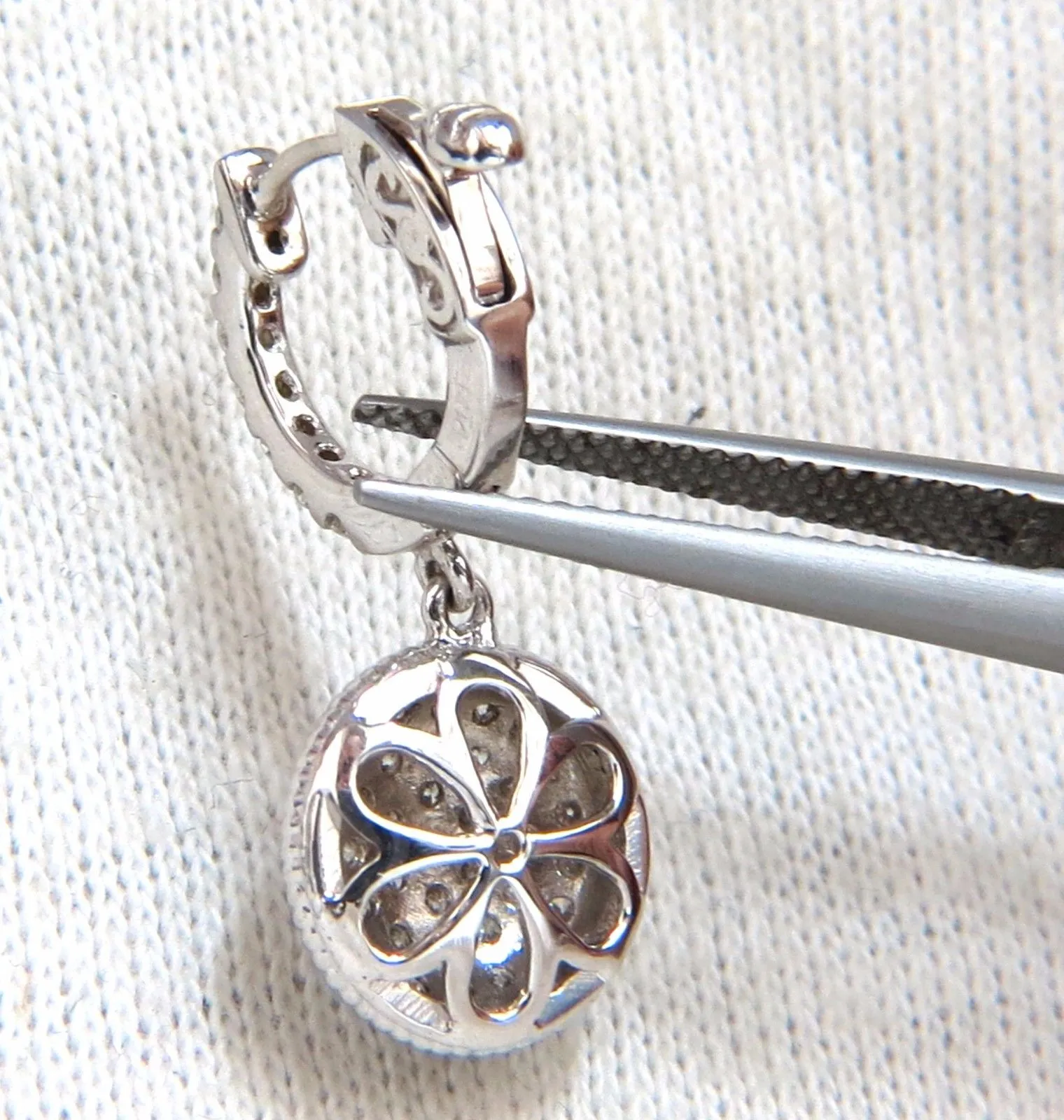 1.10ct natural diamonds dangle earrings 14kt circle dangles