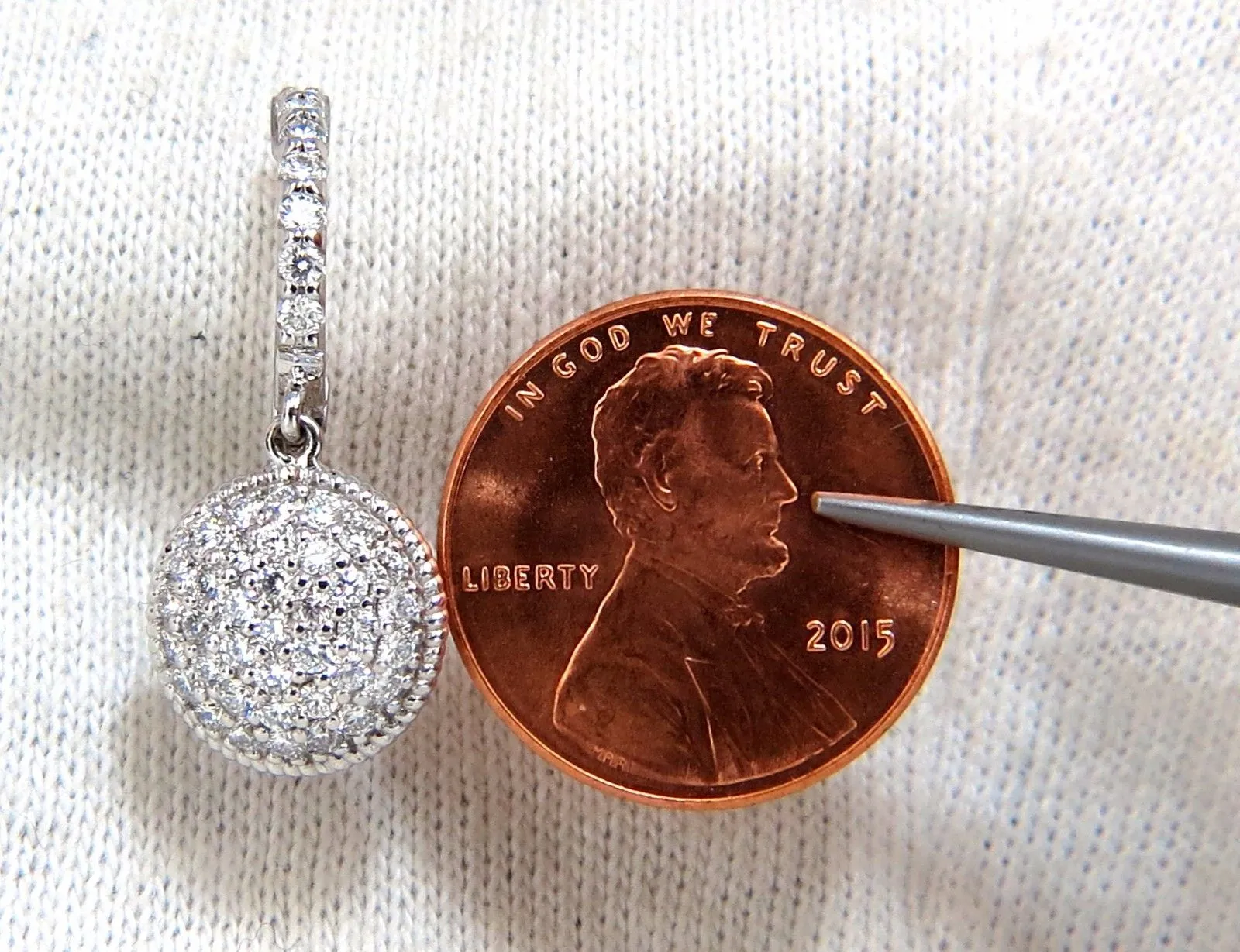 1.10ct natural diamonds dangle earrings 14kt circle dangles