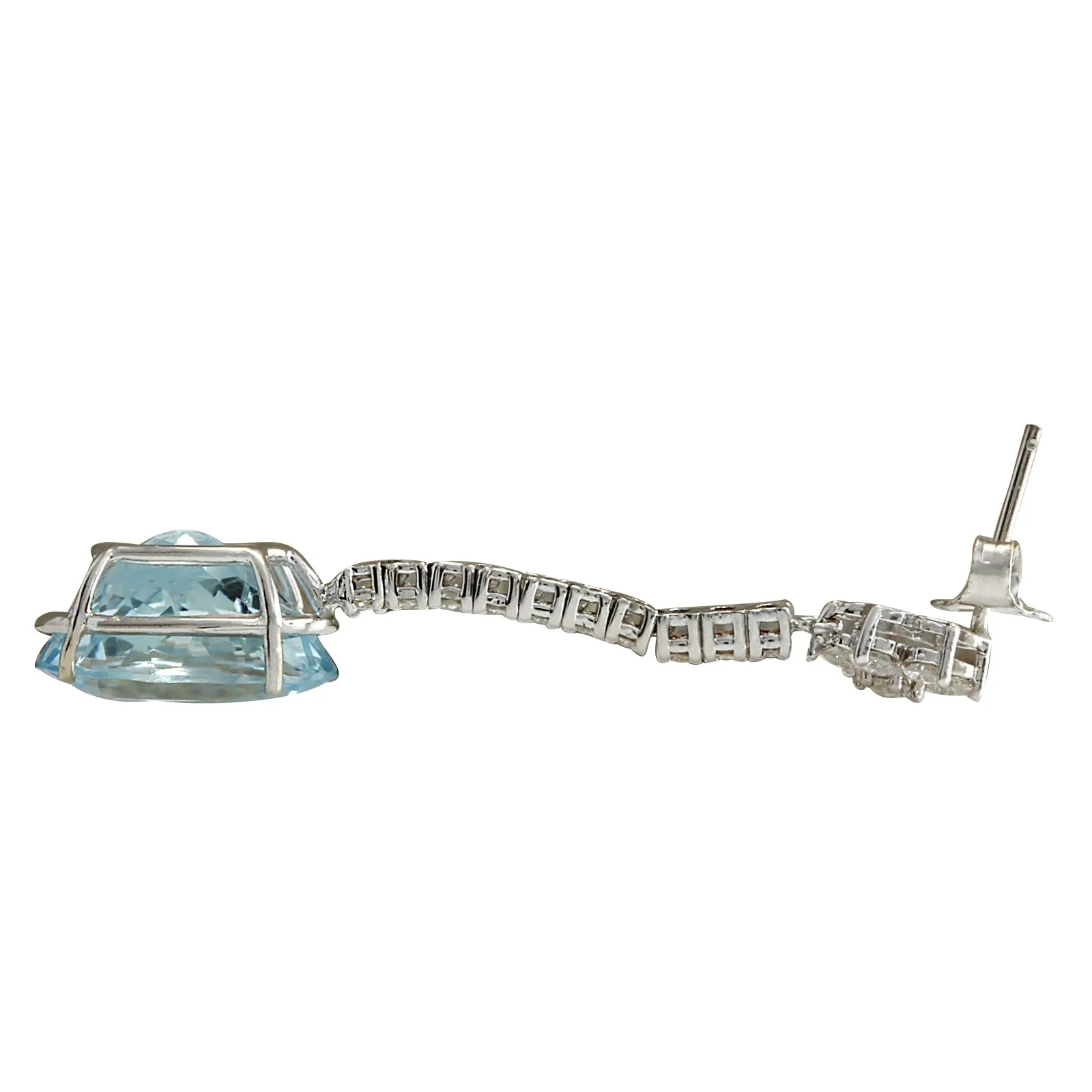 11.69 Carat Natural Aquamarine 14K White Gold Diamond Earrings