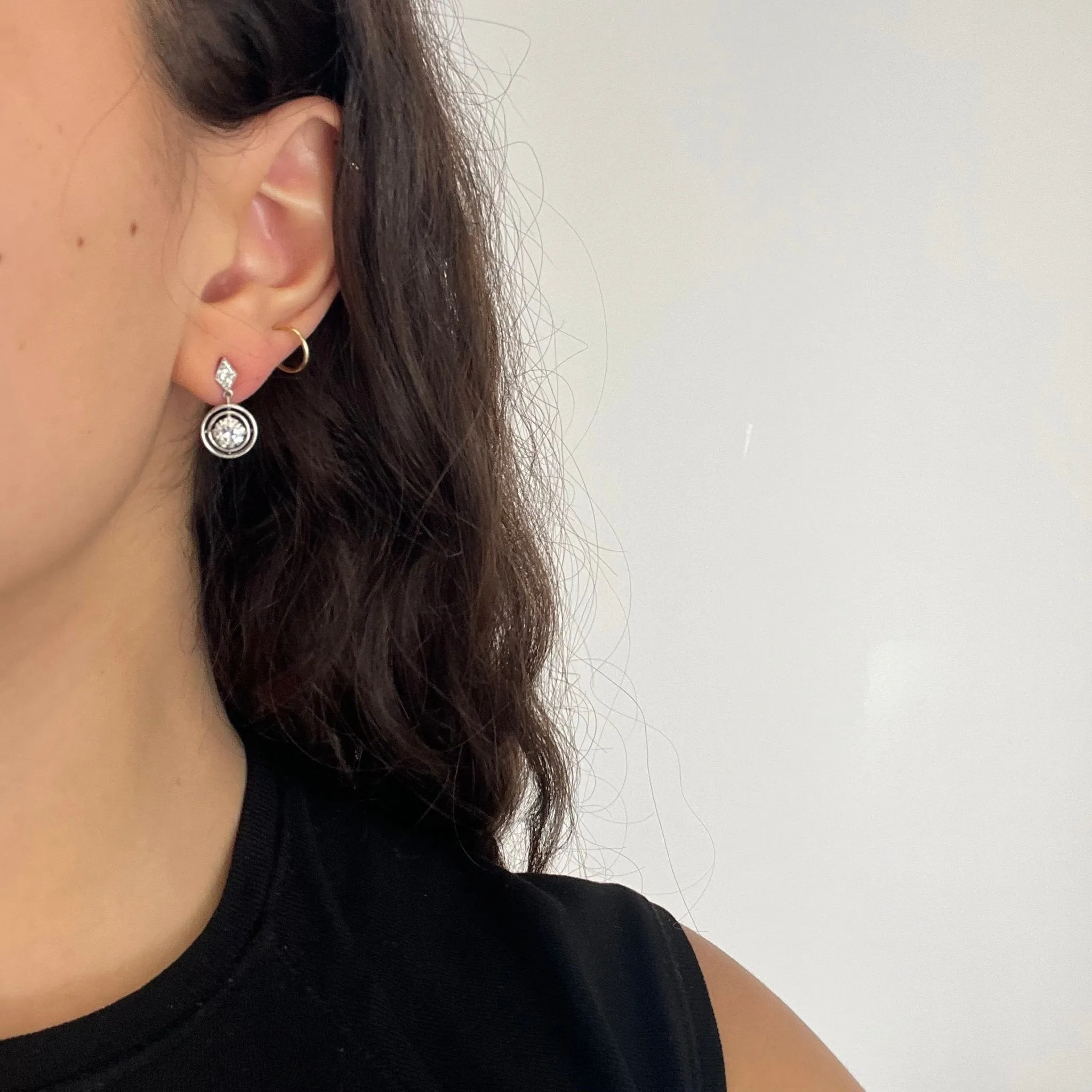 1.17ctw Old European Cut Diamond Drop Earrings