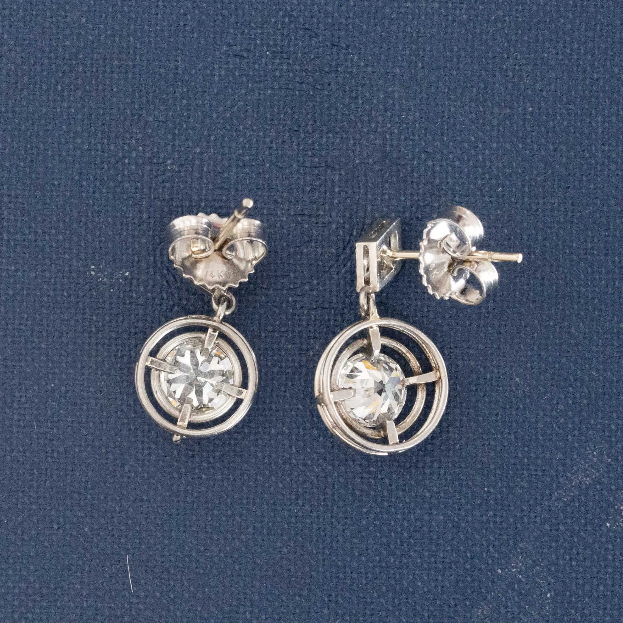 1.17ctw Old European Cut Diamond Drop Earrings