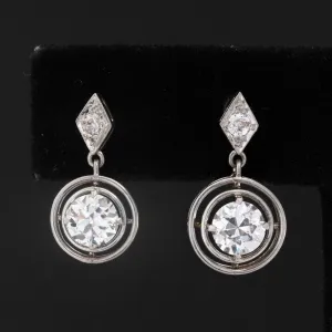 1.17ctw Old European Cut Diamond Drop Earrings