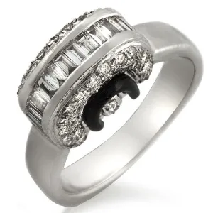 1.18ct Diamond with Onyx enhanced Ring, 18k White Gold