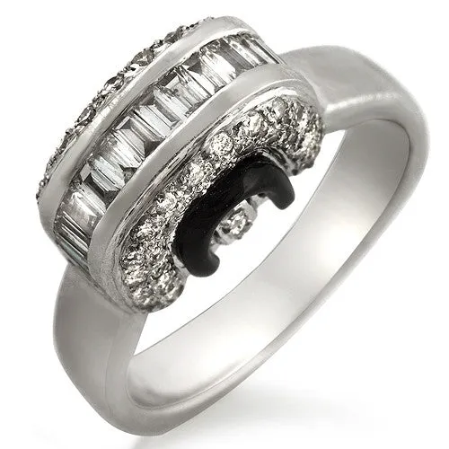 1.18ct Diamond with Onyx enhanced Ring, 18k White Gold