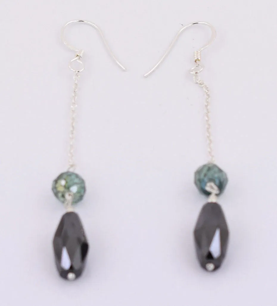 12 Ct Certified Black and Blue Diamond Dangler Drop Earring, Elegant Look with Great Luster