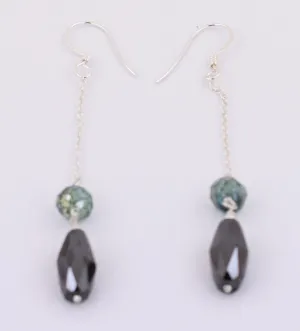 12 Ct Certified Black and Blue Diamond Dangler Drop Earring, Elegant Look with Great Luster