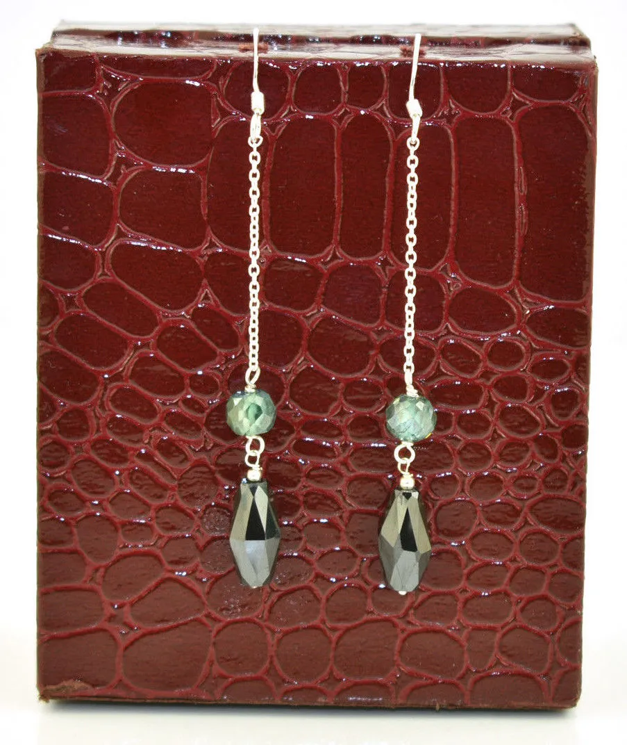12 Ct Certified Black and Blue Diamond Dangler Drop Earring, Elegant Look with Great Luster