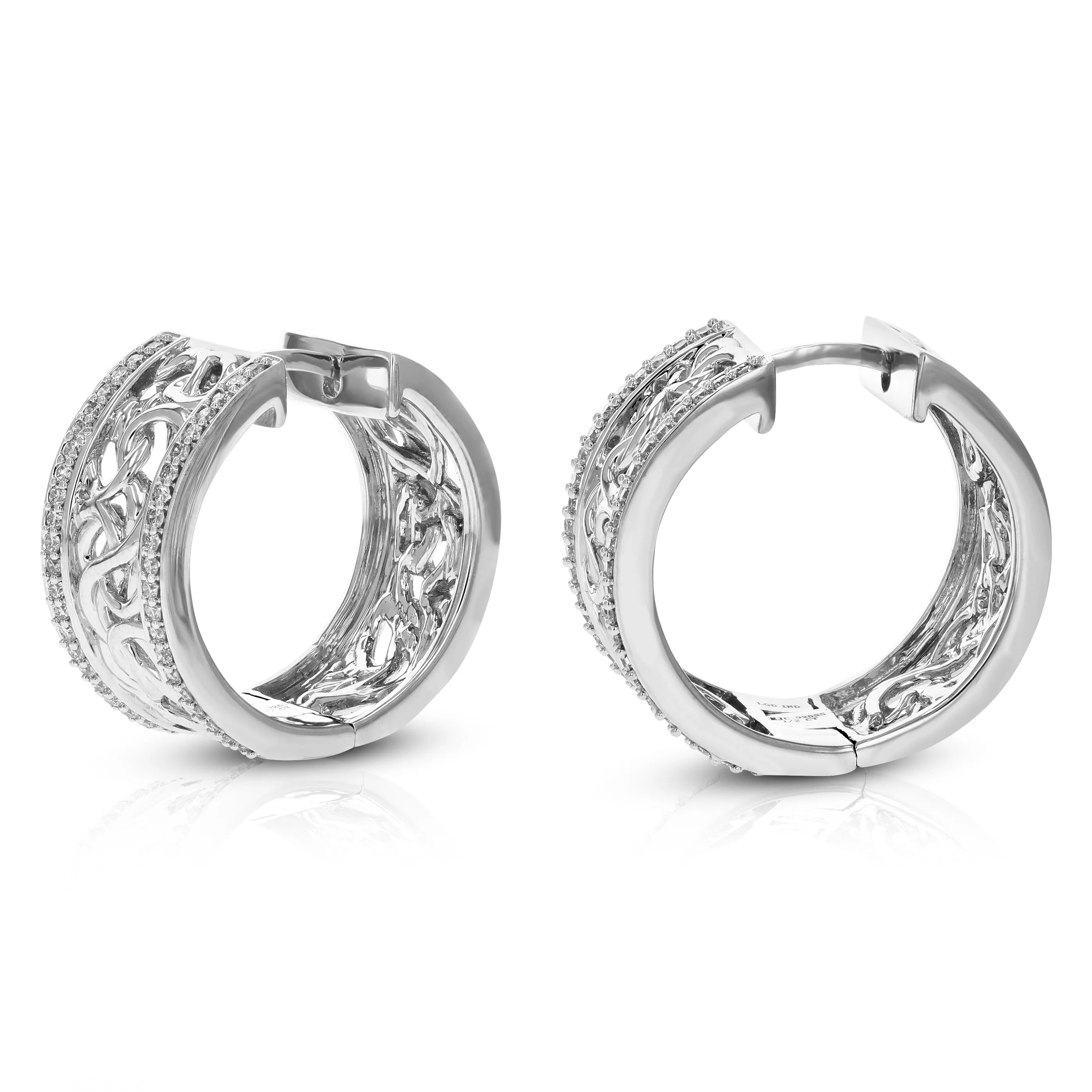 1/2 cttw Lab Grown Diamond Fashion Hoop Earrings in Sterling Silver