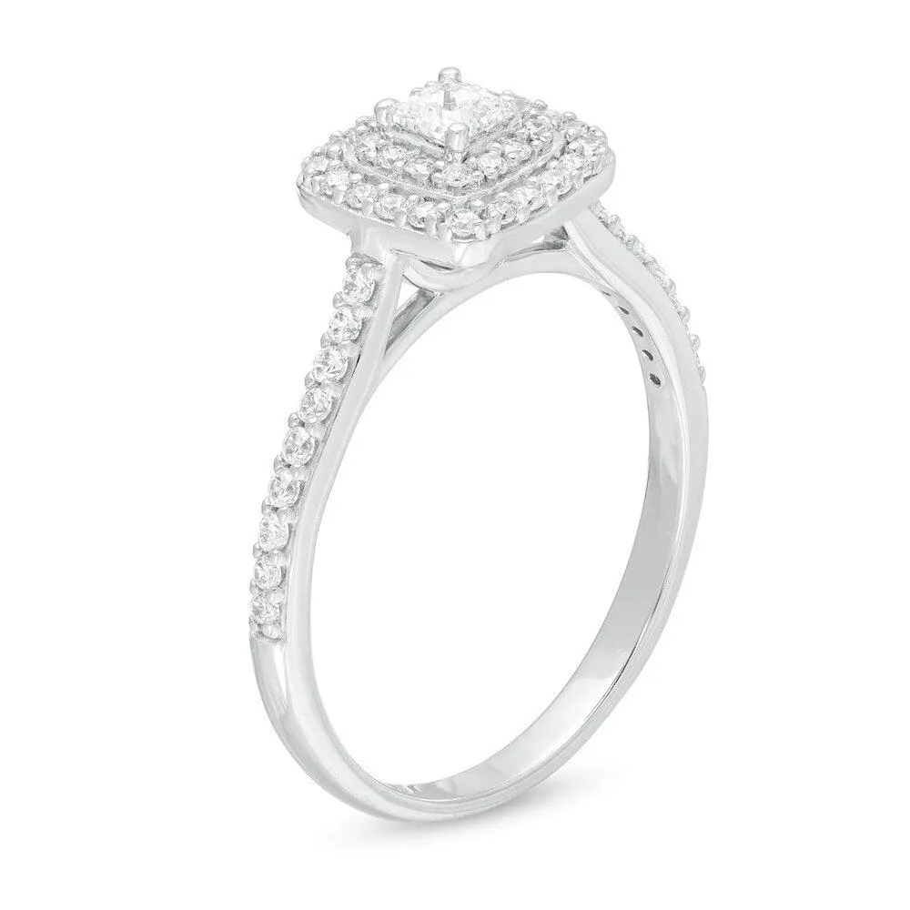 1/2 Cttw Marquise Diamond Double Frame Engagement Ring in 10K White Gold (0.5 Ct, I-I2)