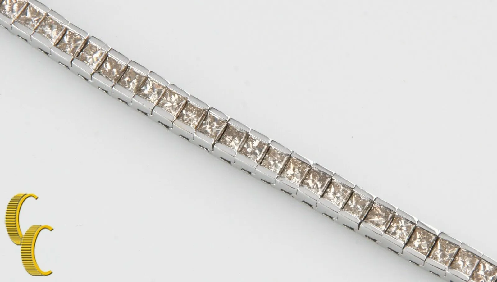 12.00 carat Light Cognac Diamond 14k White Gold Tennis Bracelet 7.5 inches