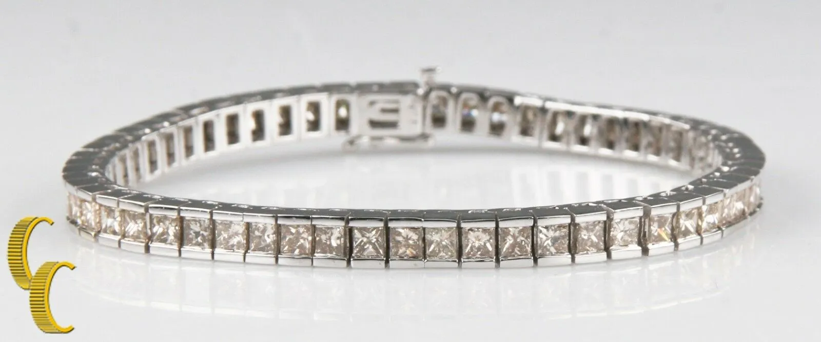 12.00 carat Light Cognac Diamond 14k White Gold Tennis Bracelet 7.5 inches