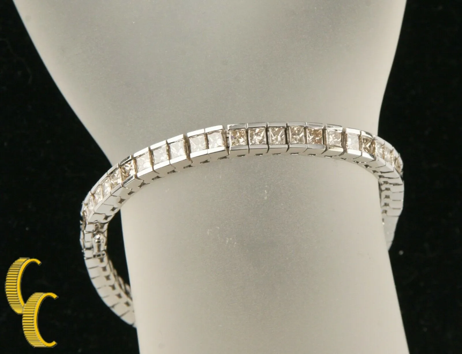 12.00 carat Light Cognac Diamond 14k White Gold Tennis Bracelet 7.5 inches