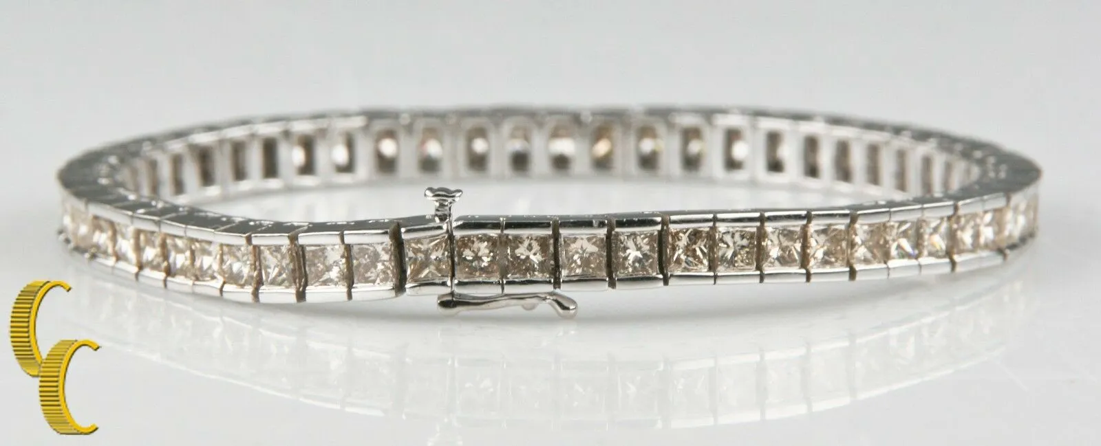 12.00 carat Light Cognac Diamond 14k White Gold Tennis Bracelet 7.5 inches