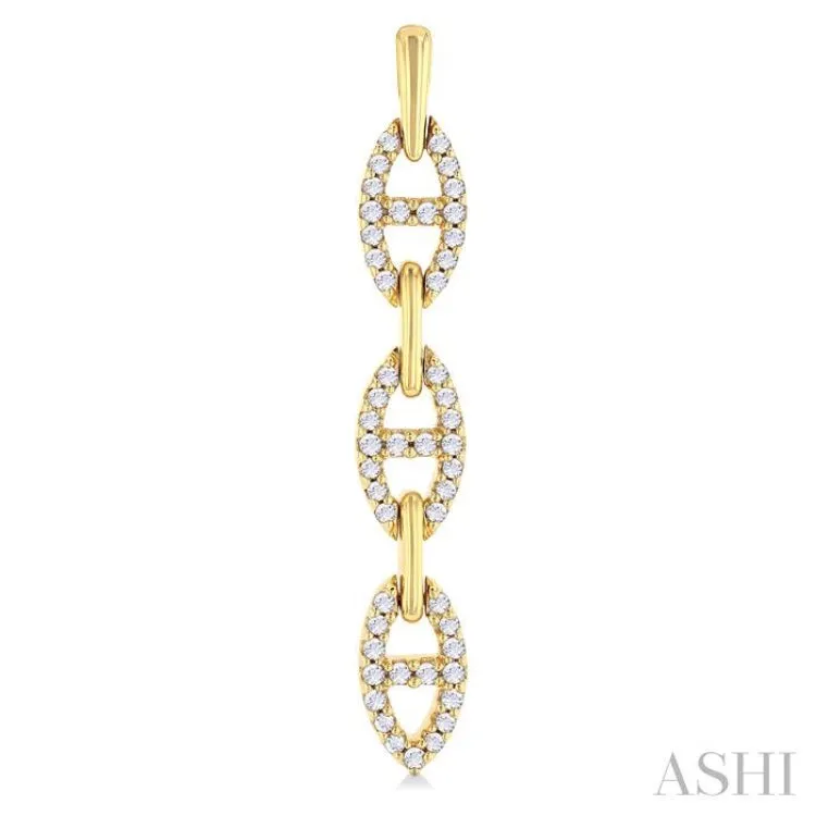 1/3 ctw Open Window D-Link Round Cut Diamond Fashion Long Earring in 14K Yellow Gold