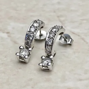 14 Karat White Gold 0.80 Carat Diamond Drop Earrings