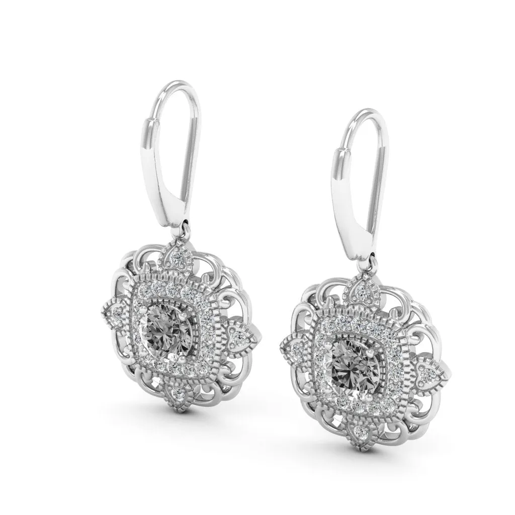 1.40 d.e.w cts Charlotte Moissanite Dangle Earrings