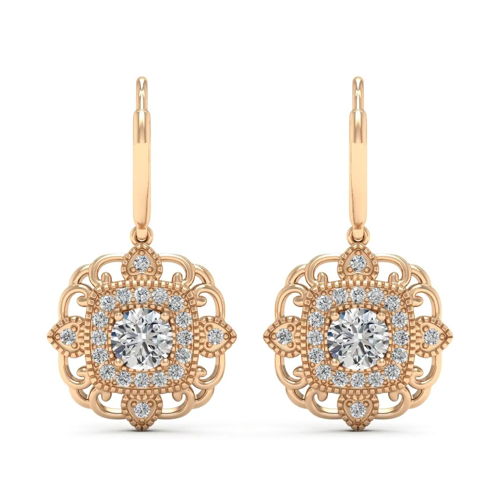 1.40 d.e.w cts Charlotte Moissanite Dangle Earrings