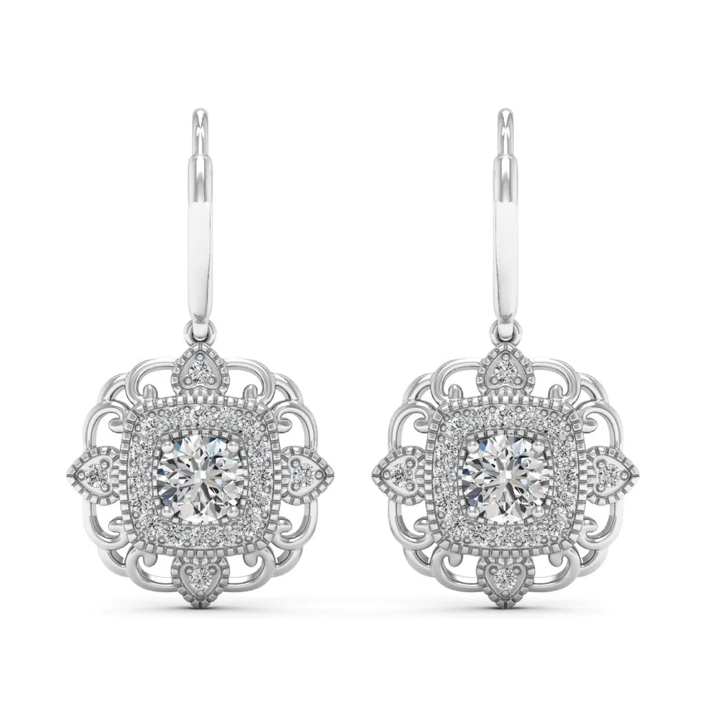 1.40 d.e.w cts Charlotte Moissanite Dangle Earrings