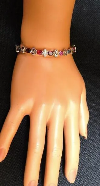 14.38ct Multicolored Spinel Diamonds Bracelet Gemline 14kt Gold Ref 12308