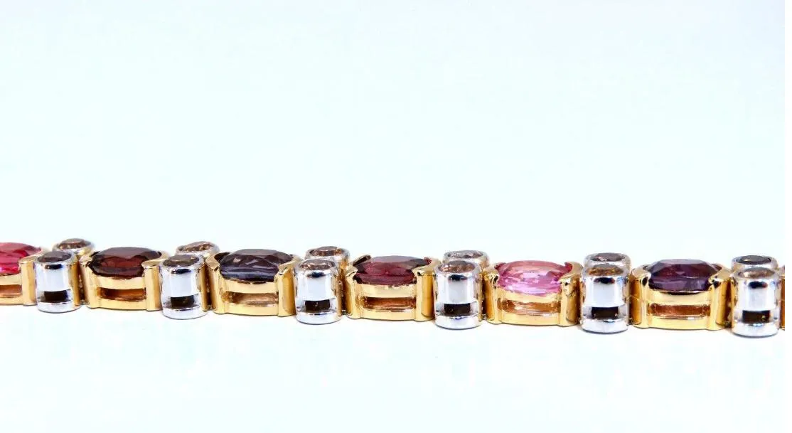 14.38ct Multicolored Spinel Diamonds Bracelet Gemline 14kt Gold Ref 12308