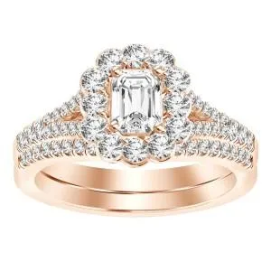14K 1.00ct Diamond Solitaire Emerald-Ring