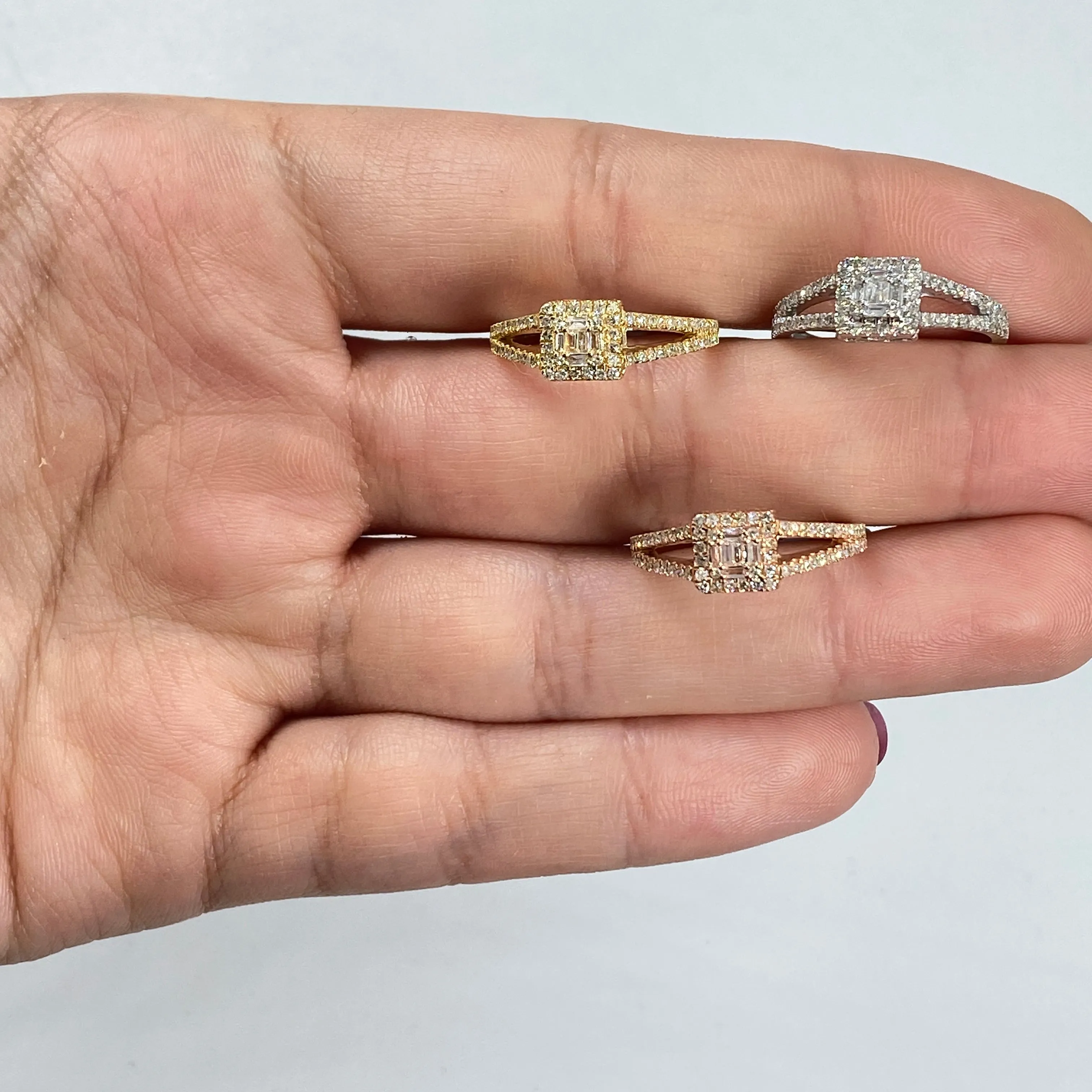 14K Baguette Diamond Square Engagement Ring