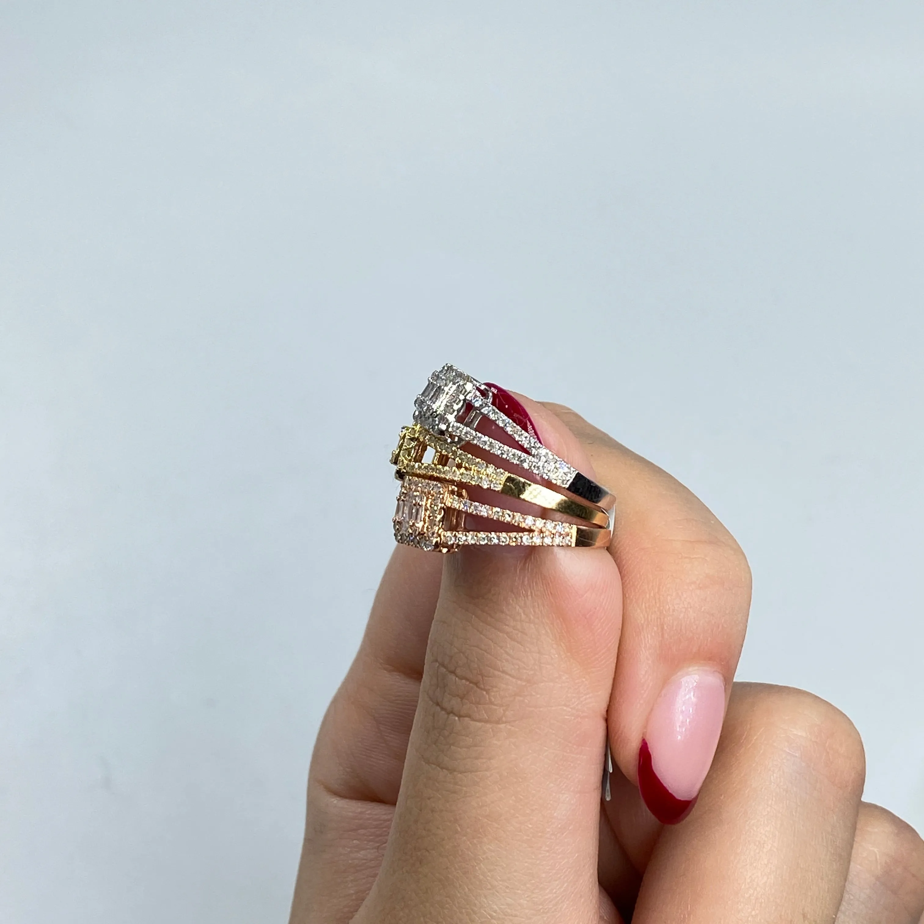 14K Baguette Diamond Square Engagement Ring
