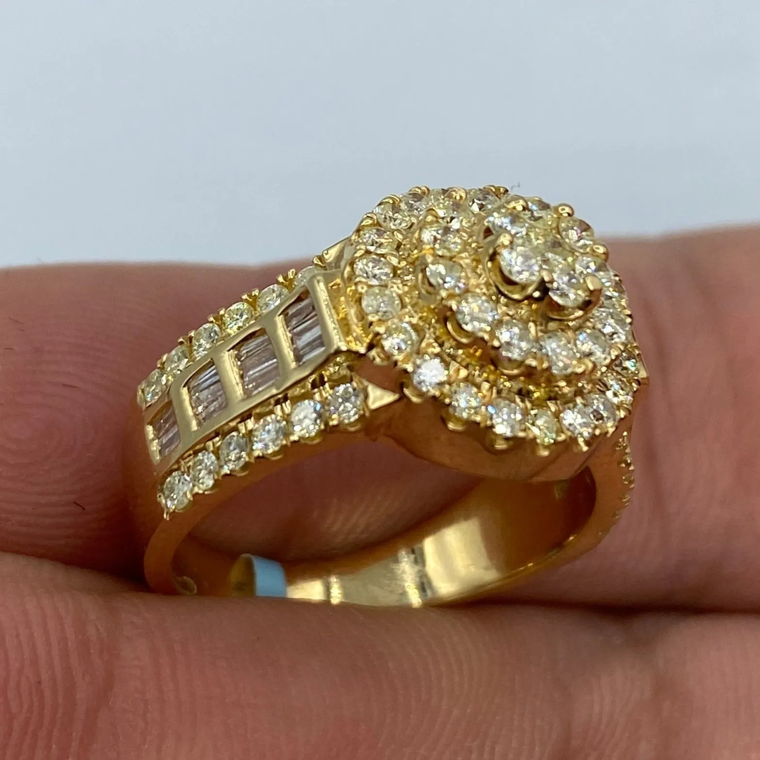 14K Cake Diamond Baguette Engagement Ring