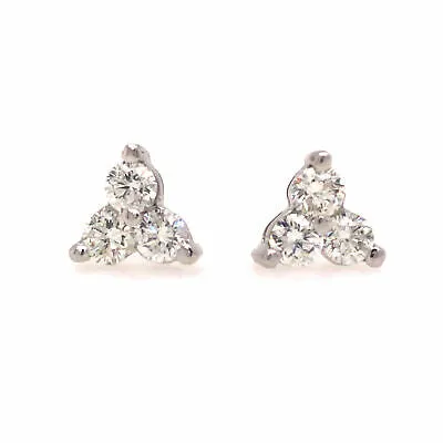 14K Diamond Three-Stone Cluster Earrings White Gold