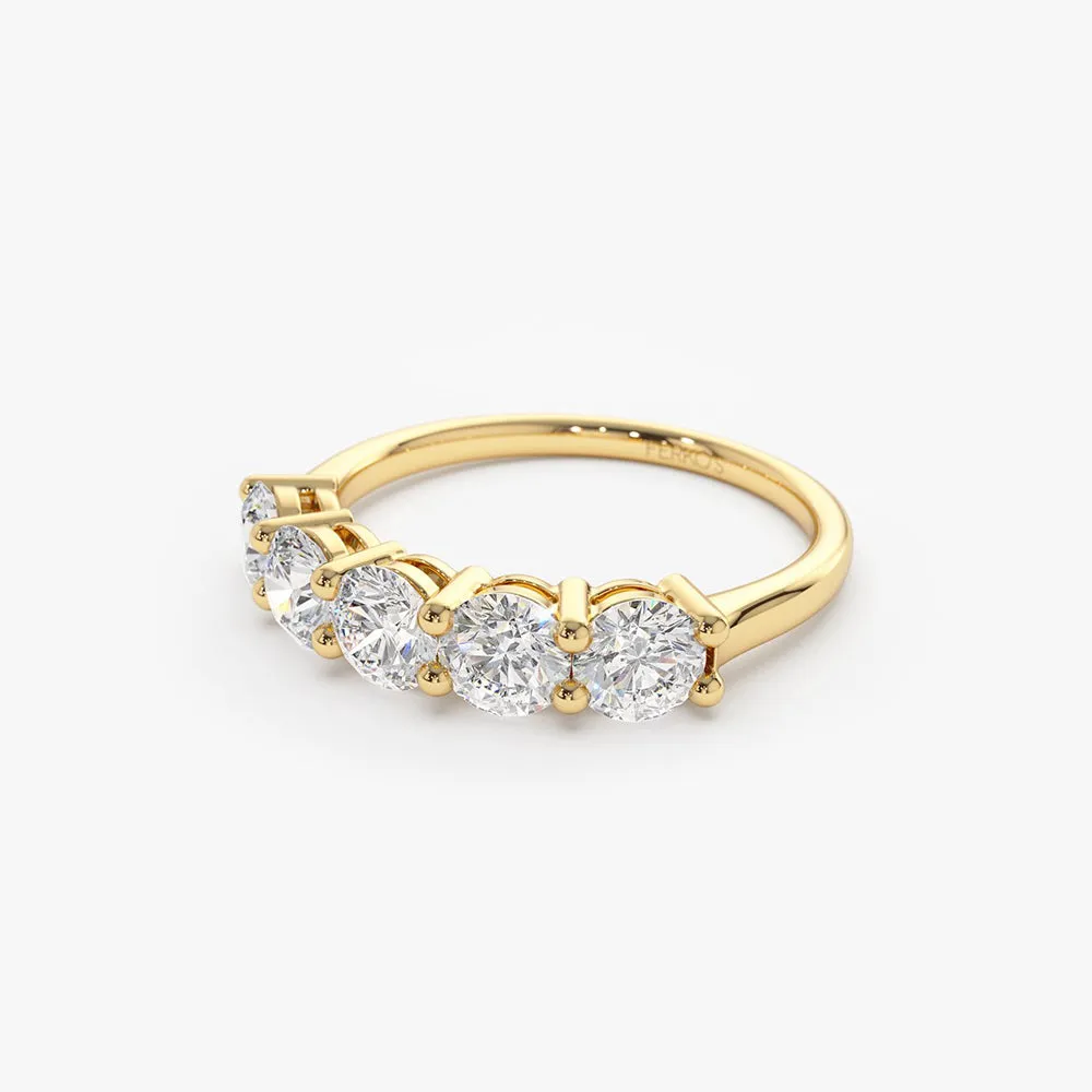 14k Five Stone 1ctw Wire Basket Diamond Ring