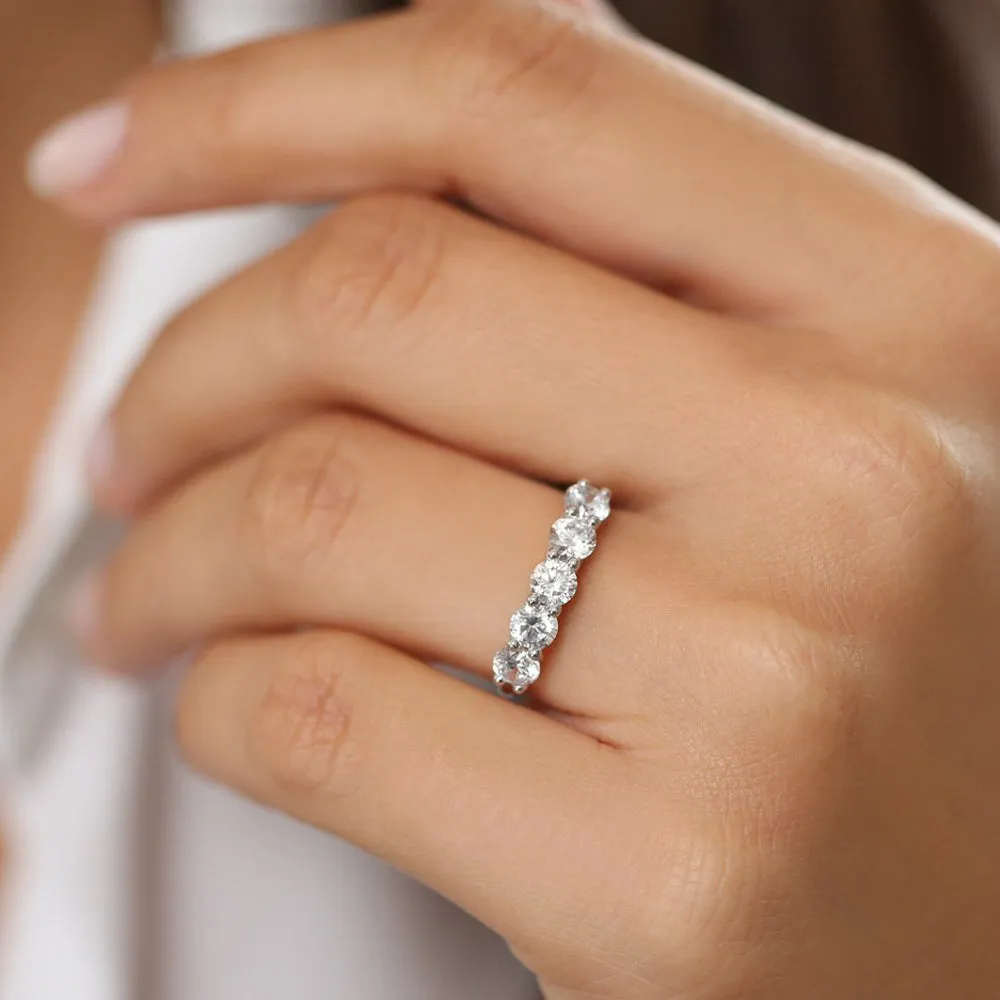 14k Five Stone 1ctw Wire Basket Diamond Ring