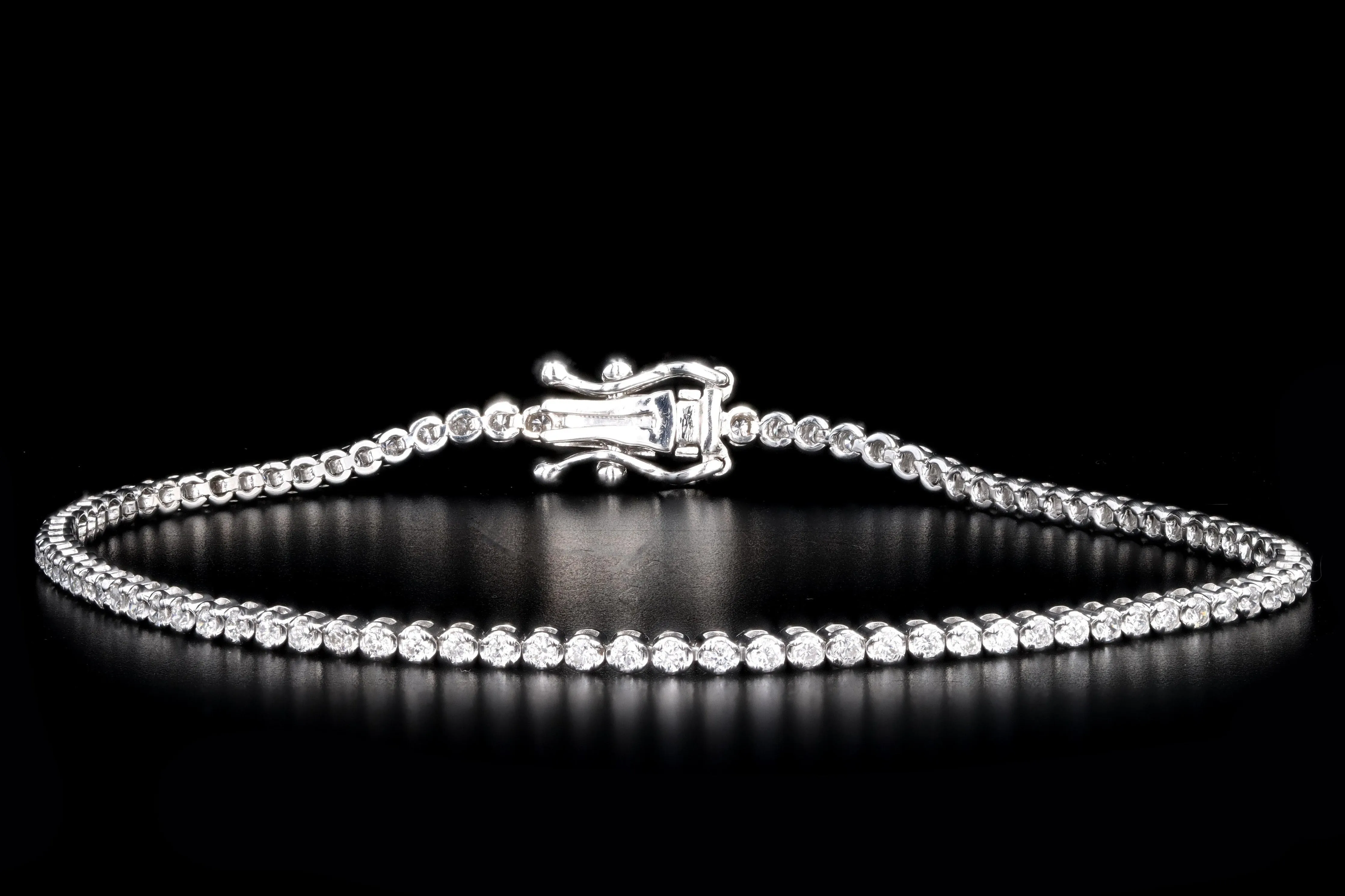 14K Gold 1 Carat Total Weight Round Brilliant Cut Diamond Tennis Bracelet