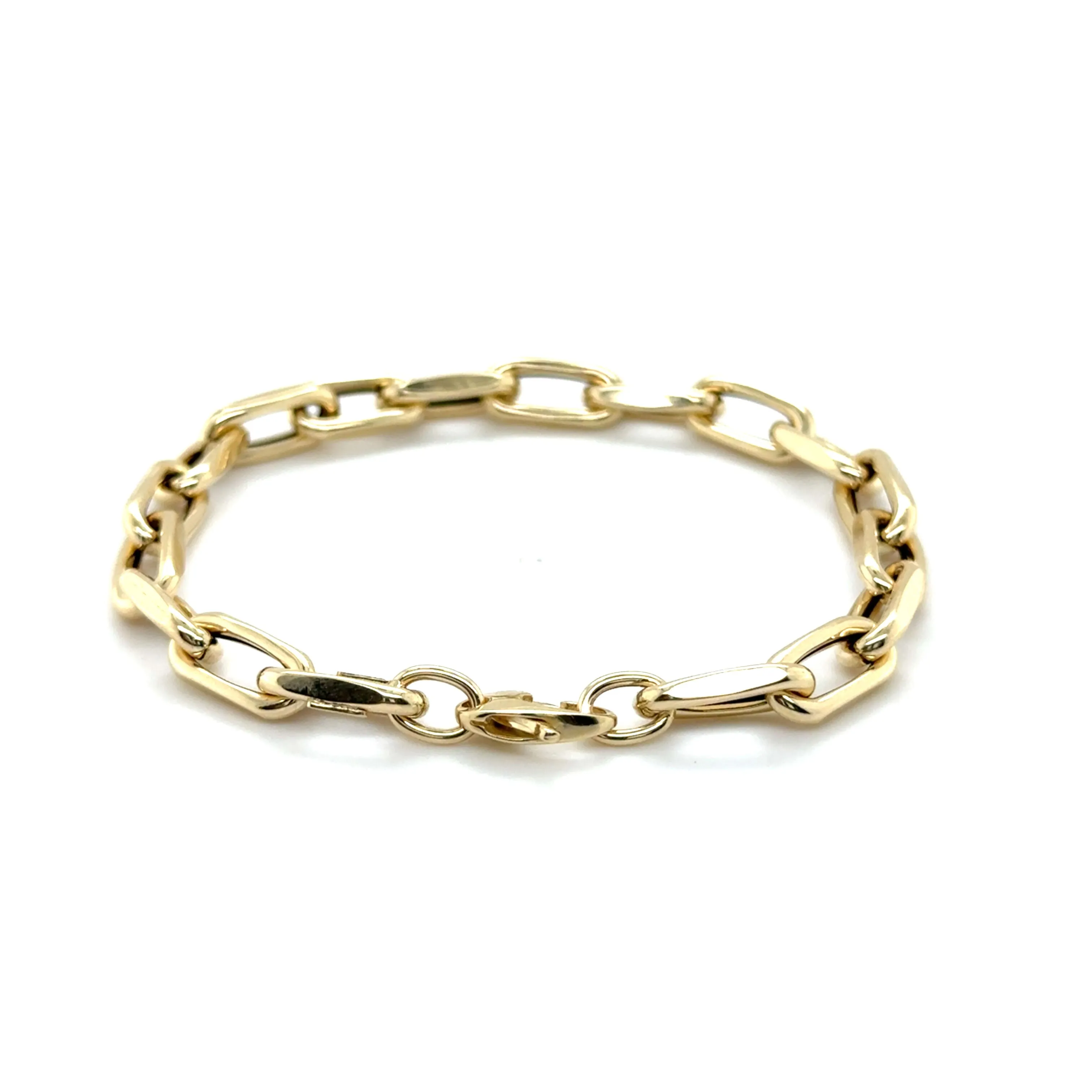 14K Gold 6 mm Faceted Cable Link Bracelet