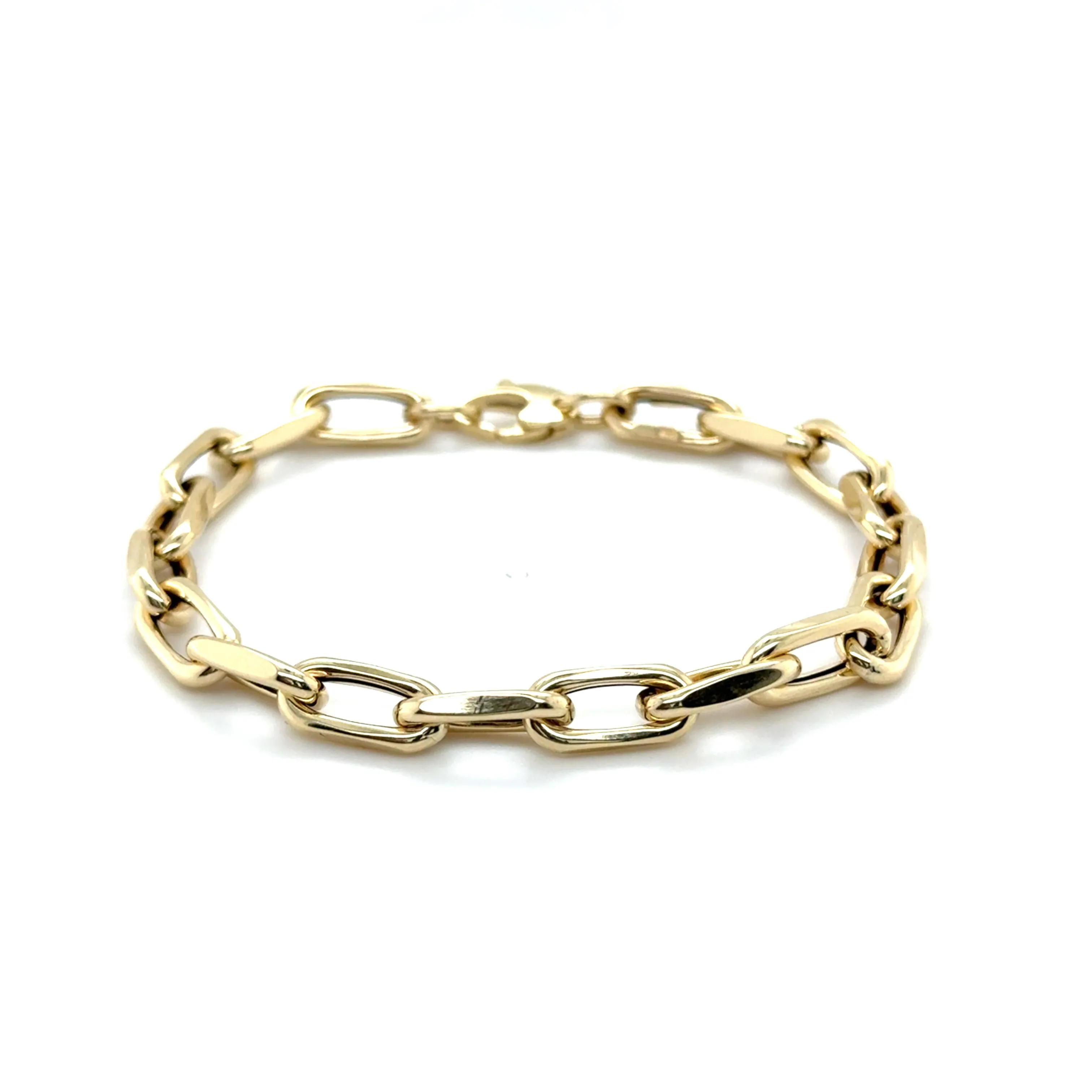 14K Gold 6 mm Faceted Cable Link Bracelet