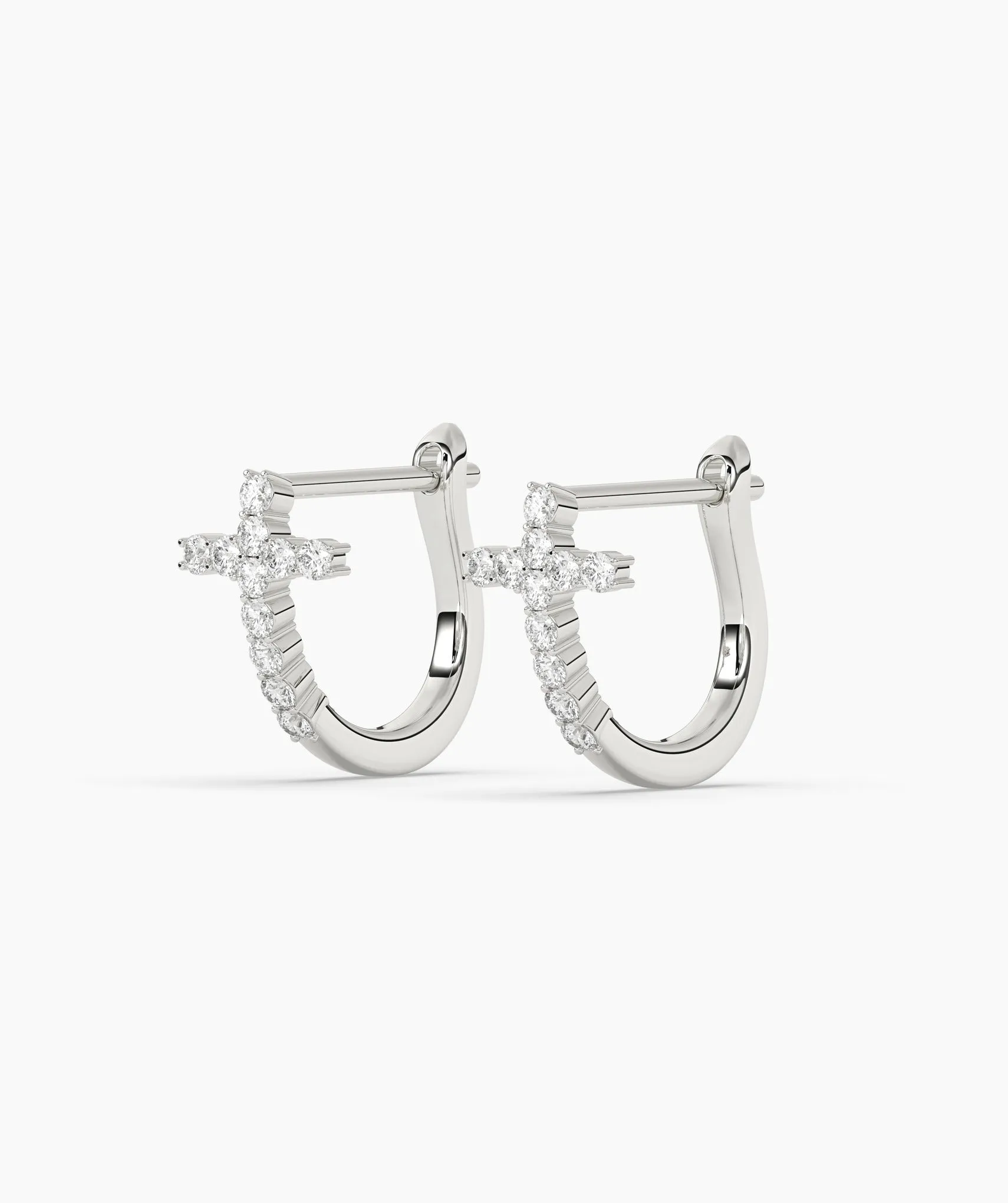 14K Gold Cross Hoop Earrings