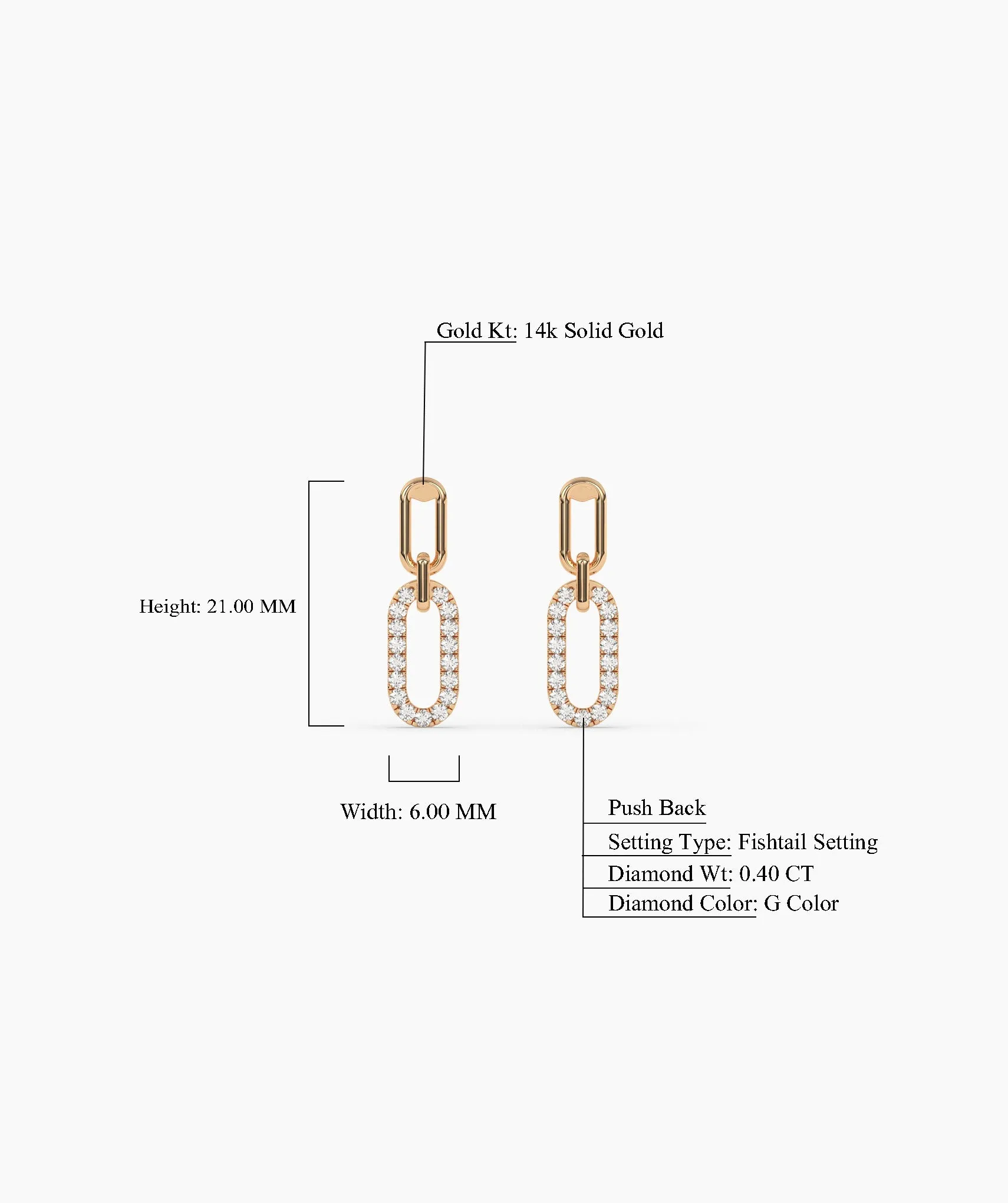 14K Gold Fancy Link Diamond Earrings